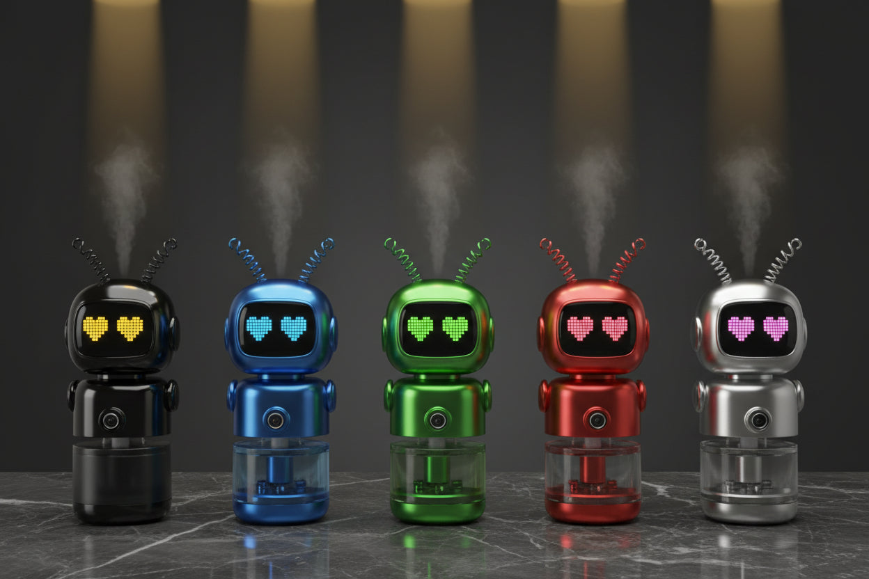 Smart Car Air Freshener AI Rechargeable Car Aroma Diffuser Smart Eyes 4 Levels of Adjustable Intelligent Car Diffuser Gift